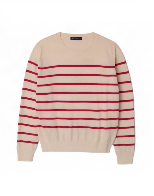 Suéter feminino Marks & Spencer com gola redonda, tamanho UK 16, grande, branco