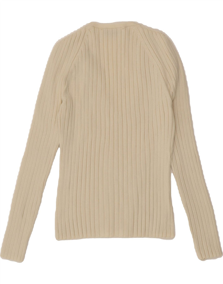 ZARA Womens V-Neck Jumper Sweater UK 14 Large Off White Cotton Vintage Zara and Second-Hand Zara from Messina Hembry 