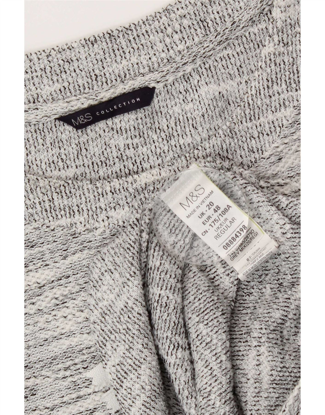 Vestido feminino Marks & Spencer manga 3/4 Shift UK 20 2XL cinza manchado