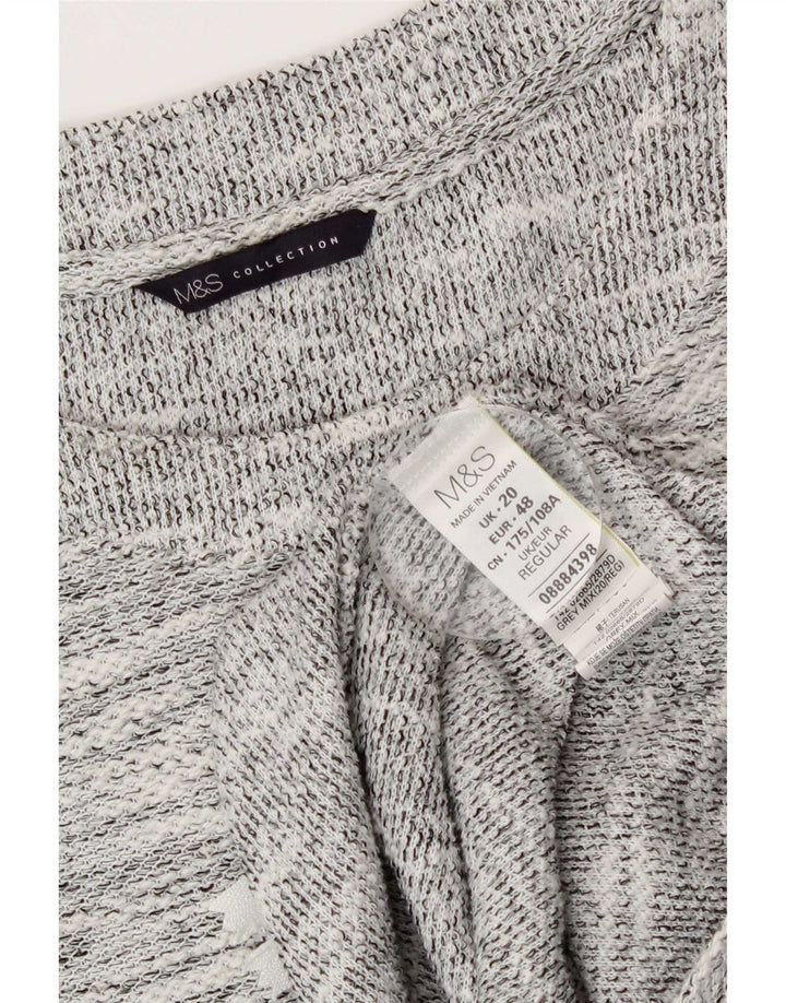 Vestido feminino Marks & Spencer manga 3/4 Shift UK 20 2XL cinza manchado