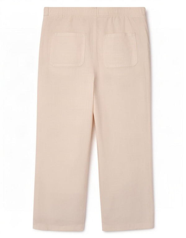 Calça chino feminina Marks & Spencer com perna larga UK 18 XL W38 L27 linho branco