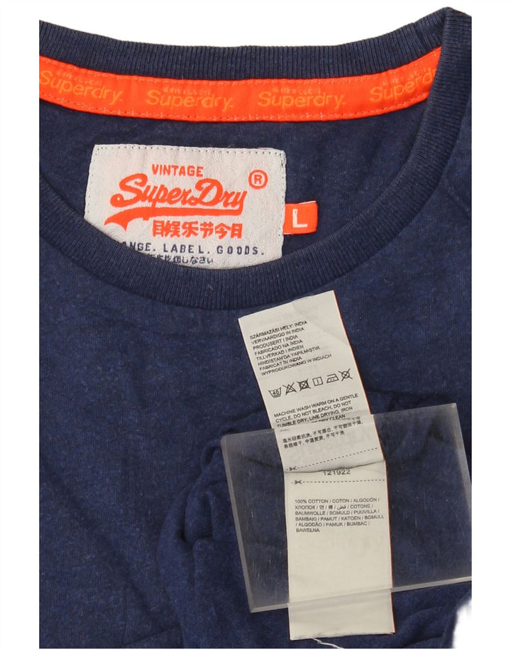 Camiseta masculina Superdry Top grande algodão azul marinho