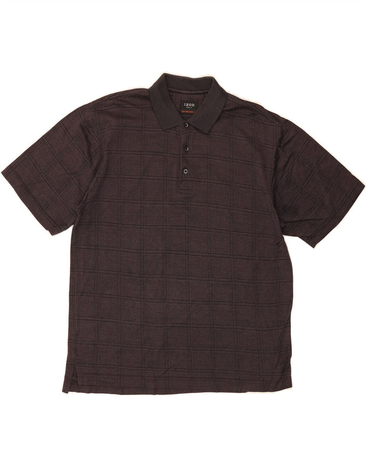 IZOD Mens Golf Polo Shirt Small Purple Check Cotton Vintage Izod and Second-Hand Izod from Messina Hembry 