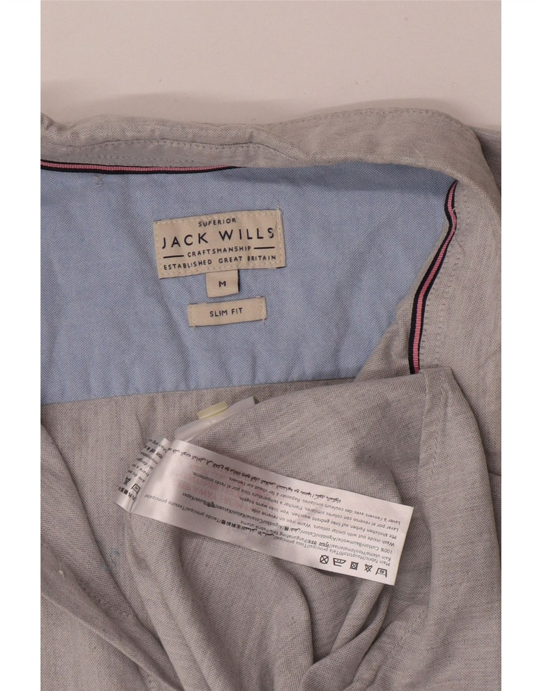 Camisa masculina slim fit Jack Wills algodão cinza médio