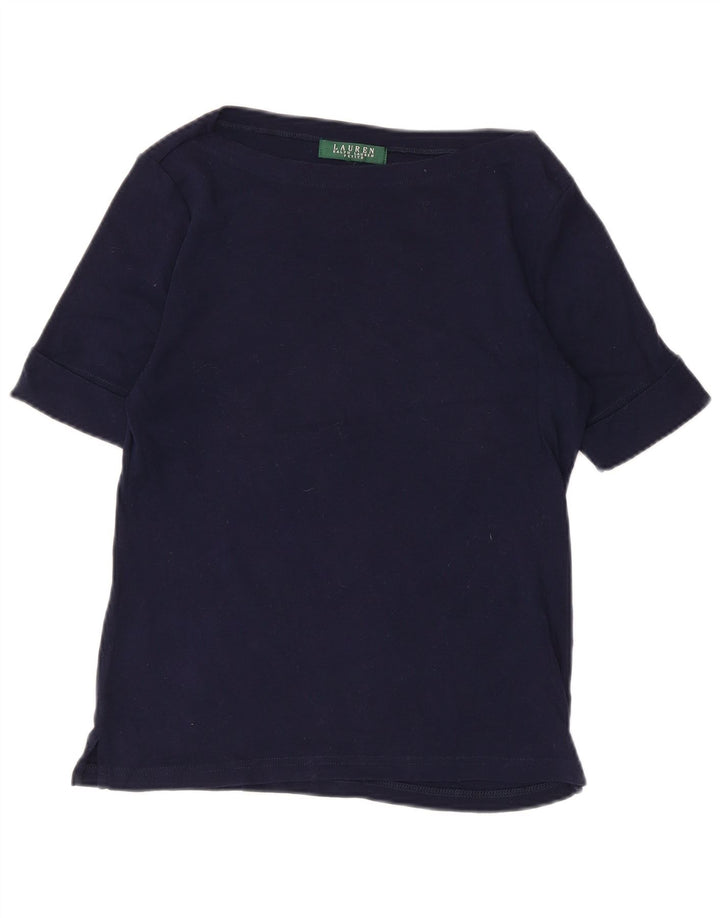 Blusa feminina Ralph Lauren UK 10 pequena azul marinho
