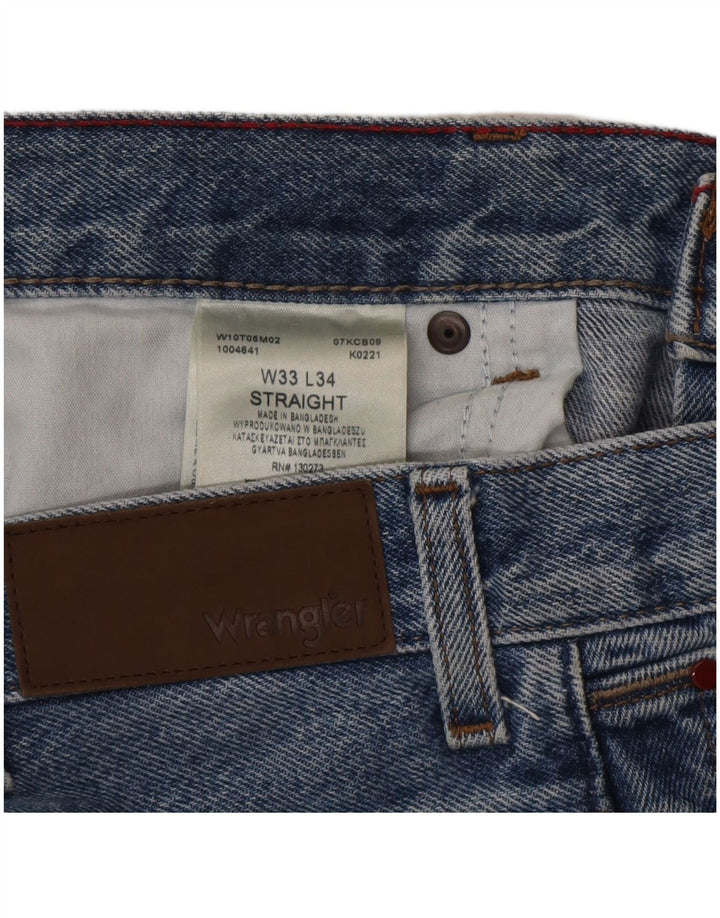 Wrangler Mens Straight Jeans W33 L34 Azul Algodão