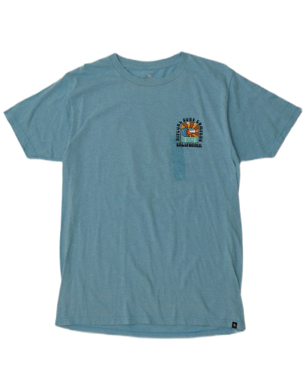Camiseta masculina Rip Curl com ajuste padrão gráfico de algodão manchado azul médio