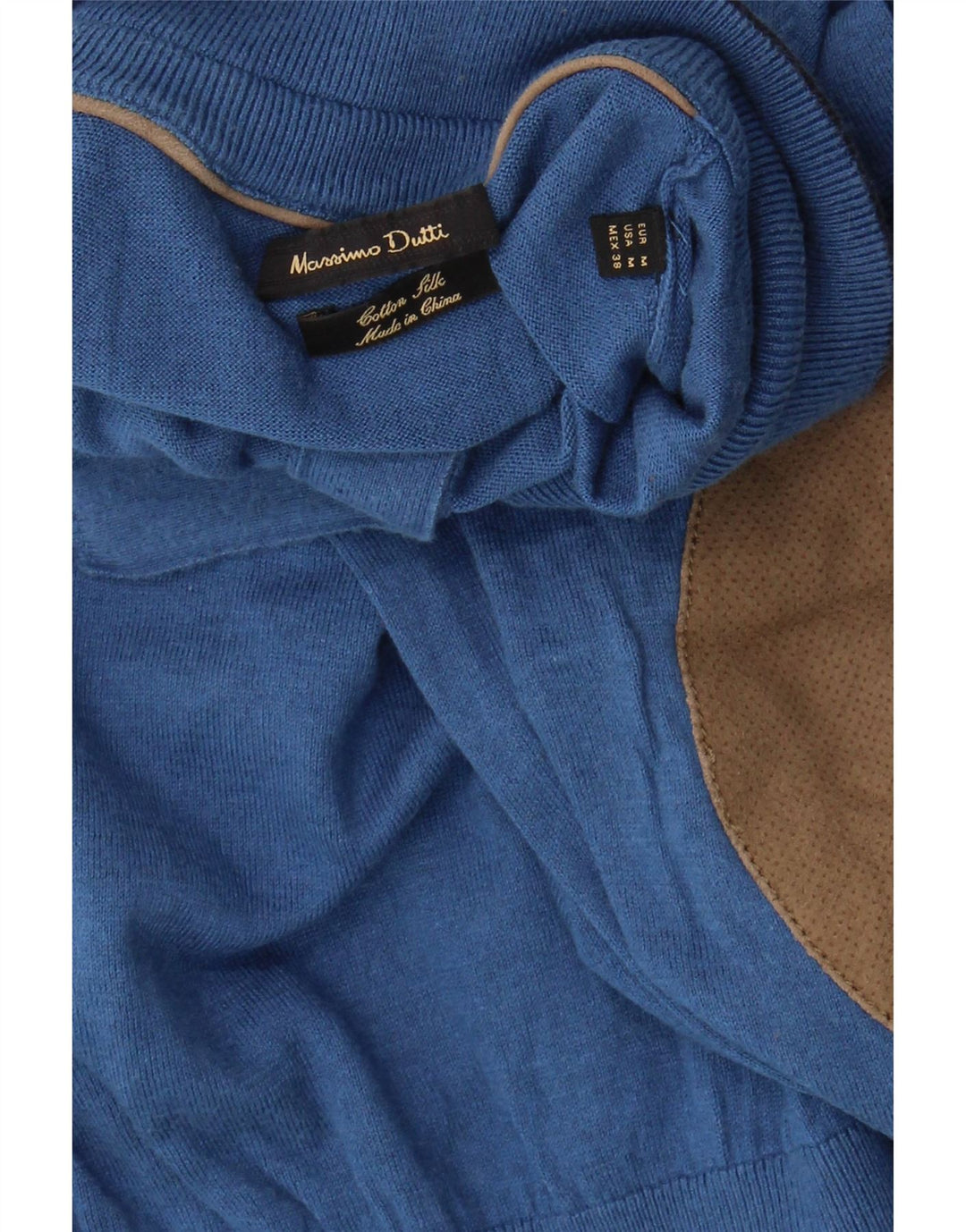 MASSIMO DUTTI Mens Button Neck Jumper Sweater Medium Blue Cotton Vintage Massimo Dutti and Second-Hand Massimo Dutti from Messina Hembry 