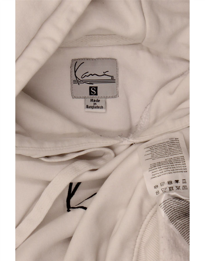 KARL KANI Suéter masculino com capuz gráfico solto e pequeno algodão branco