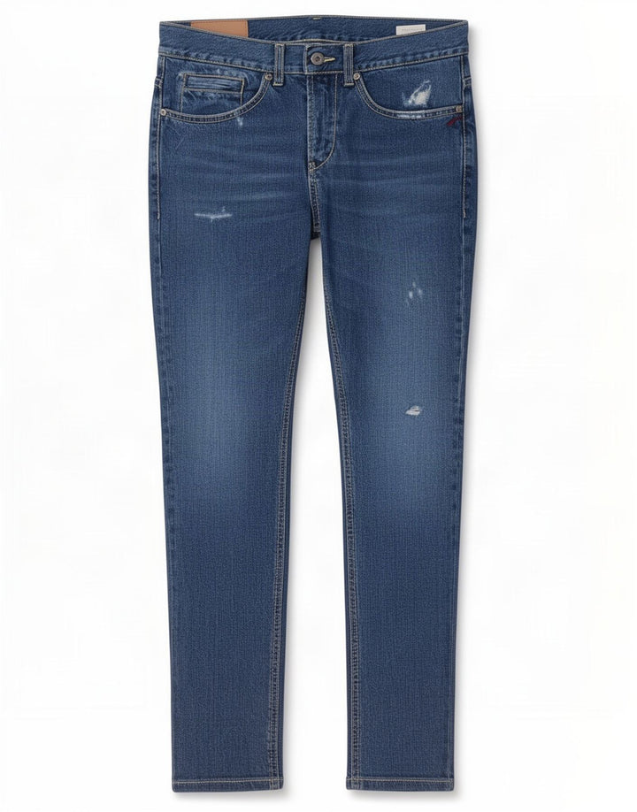 Dondup Jeans feminino slim desgastado W31 L29 algodão azul