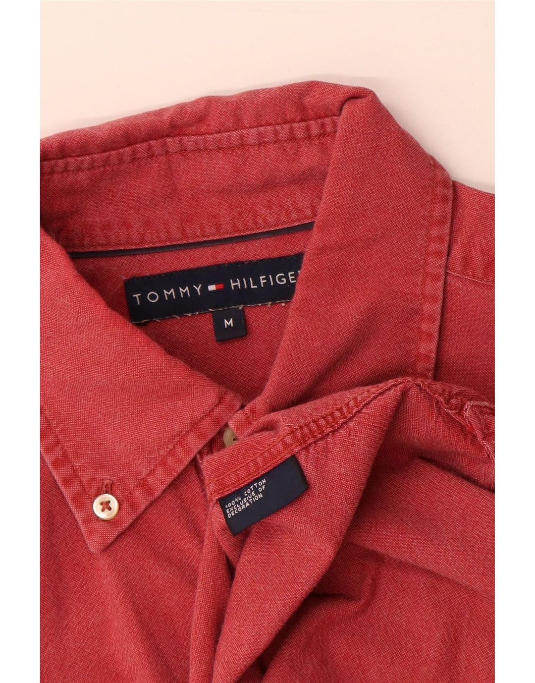 Camisa masculina Tommy Hilfiger médio algodão vermelho