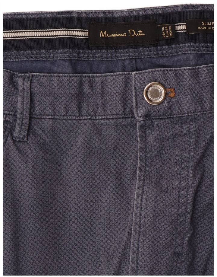 Calça casual masculina MASSIMO DUTTI UE 44 grande W34 L33 azul marinho manchado