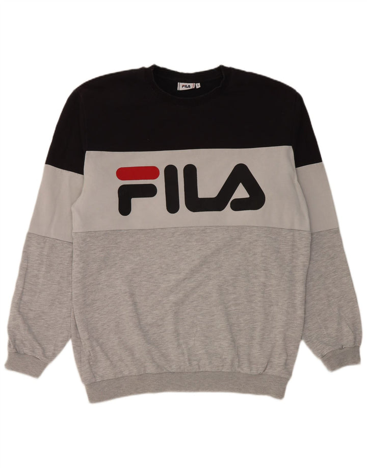 Fila Moletom Gráfico Masculino Jumper Grande Multicolorido Colorblock Algodão