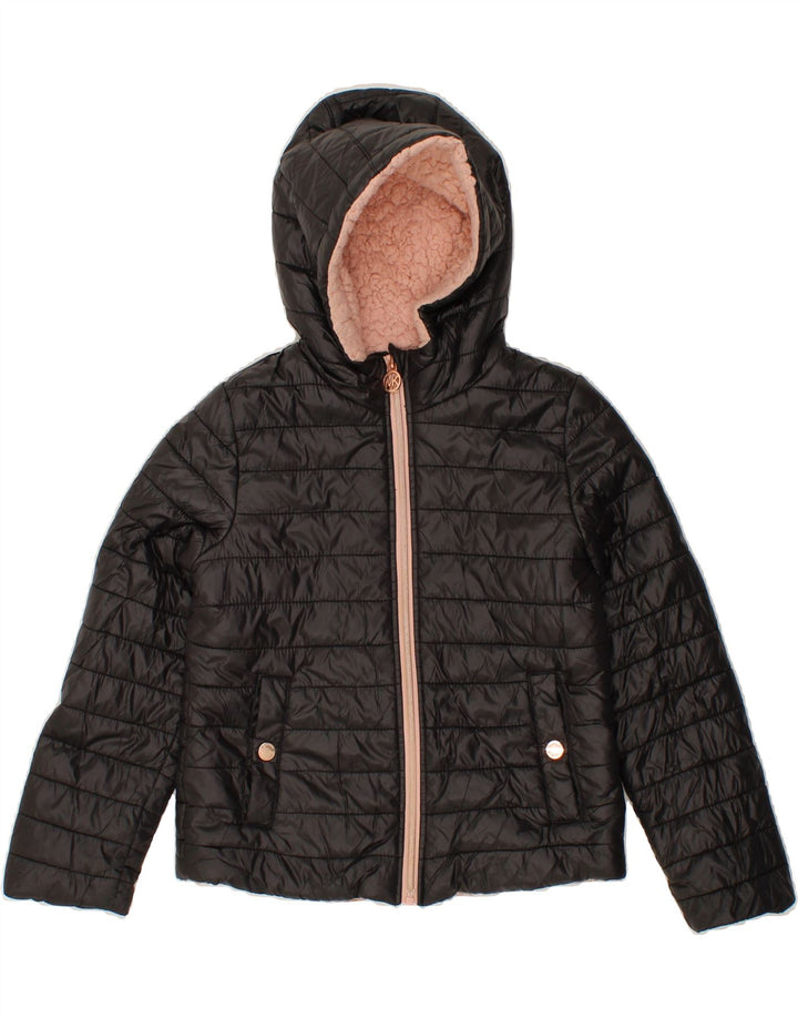 MICHAEL KORS Girls Hooded Padded Jacket 7-8 Years Black Nylon Vintage Michael Kors and Second-Hand Michael Kors from Messina Hembry 
