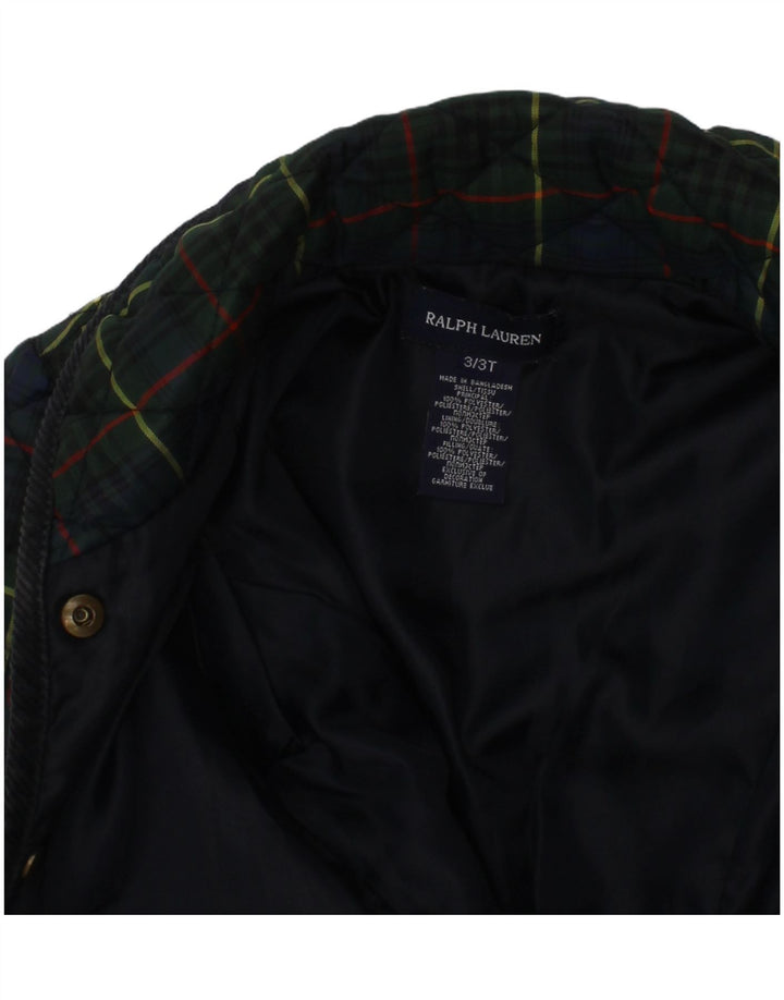 Jaqueta acolchoada Ralph Lauren para meninas 2-3 anos poliéster xadrez verde