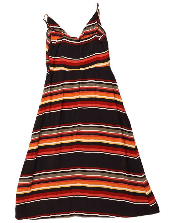 WAREHOUSE Vestido feminino com amarração frontal Reino Unido 10 viscose listrada preta pequena