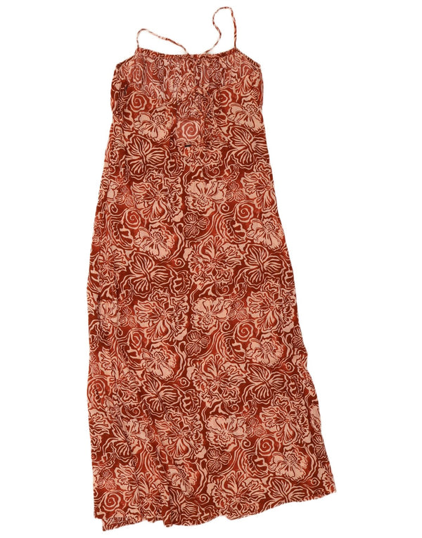 Vestido maxi feminino sem mangas O'Neill Reino Unido 12 viscose floral marrom médio