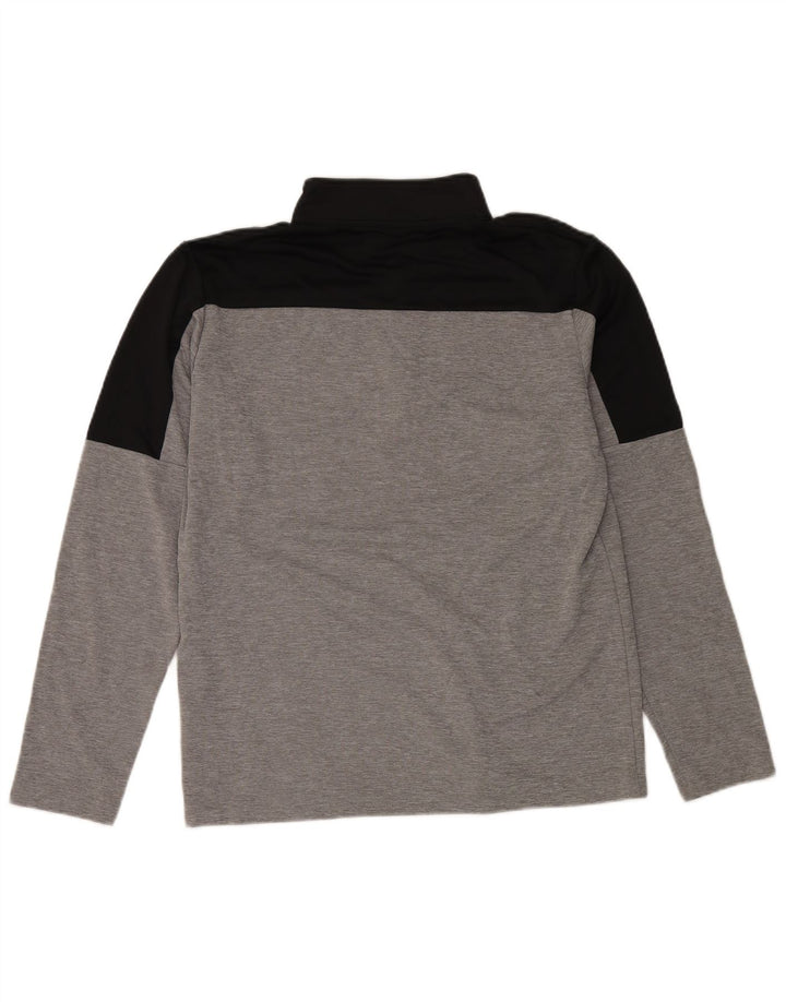 ADIDAS Mens Zip Neck Pullover Treino Top Cinza Médio Colourblock