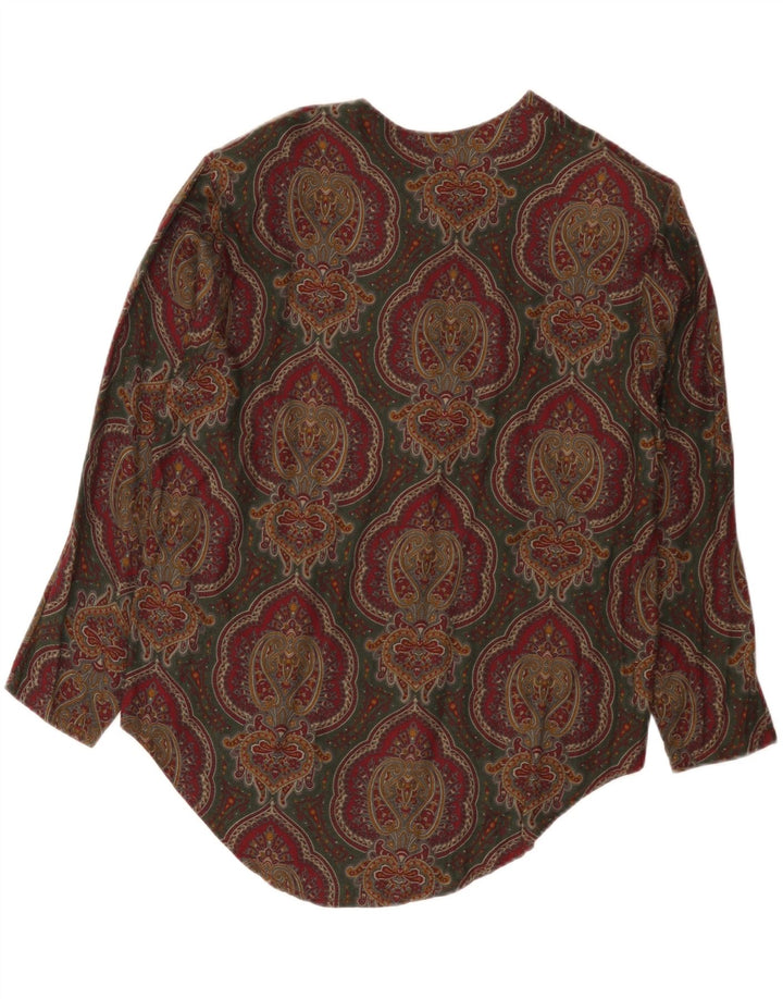 Blusa feminina vintage UK 14 média multicolorida paisley viscose