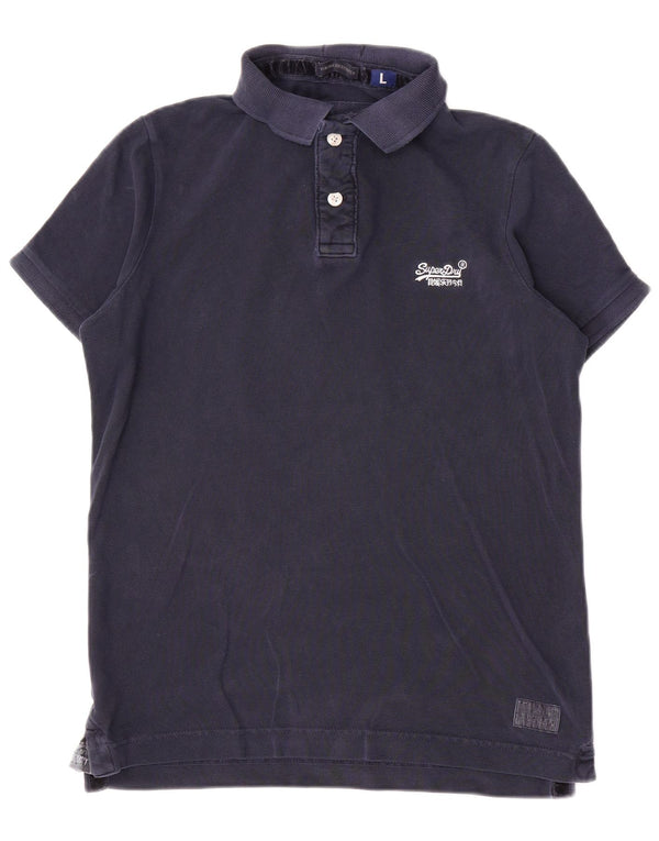 Camisa polo masculina Superdry grande algodão azul marinho