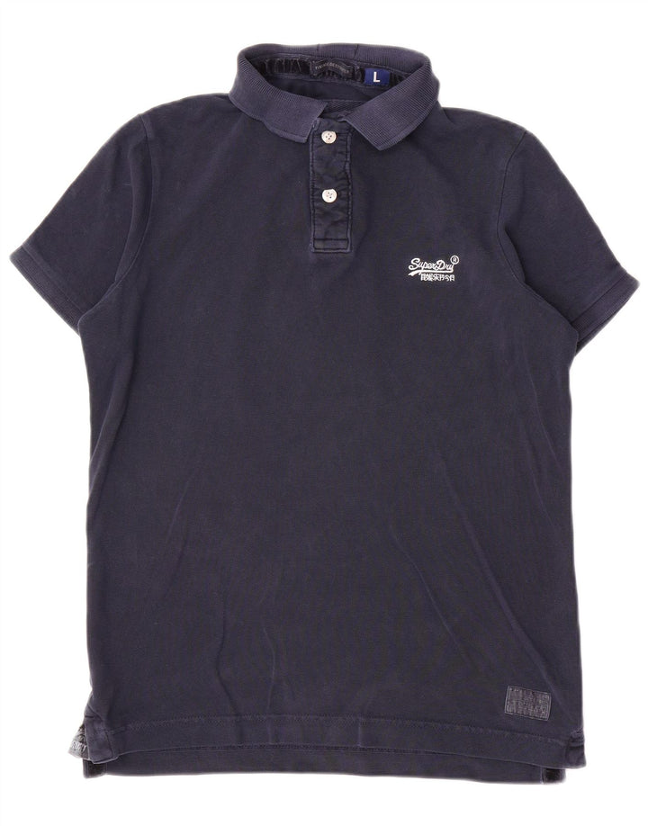 Camisa polo masculina Superdry grande algodão azul marinho