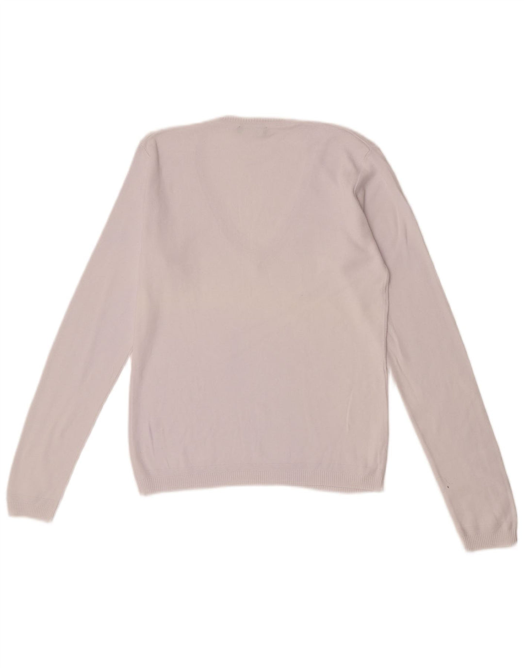 Suéter feminino Benetton com decote em V UK 12 médio branco