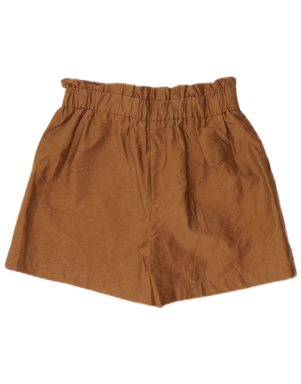 Zara Shorts feminino casual de cintura alta médio W28 marrom Lyocell