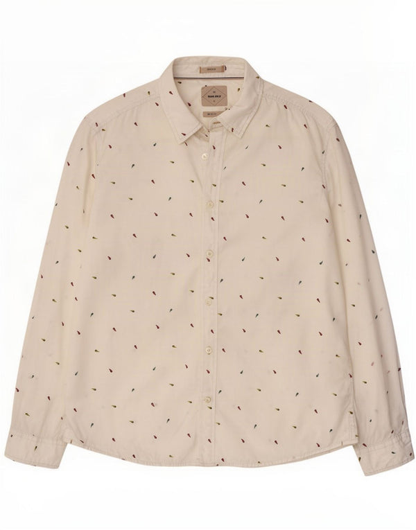 White Stuff Mens Classic Fit Camisa Grande Algodão Manchado