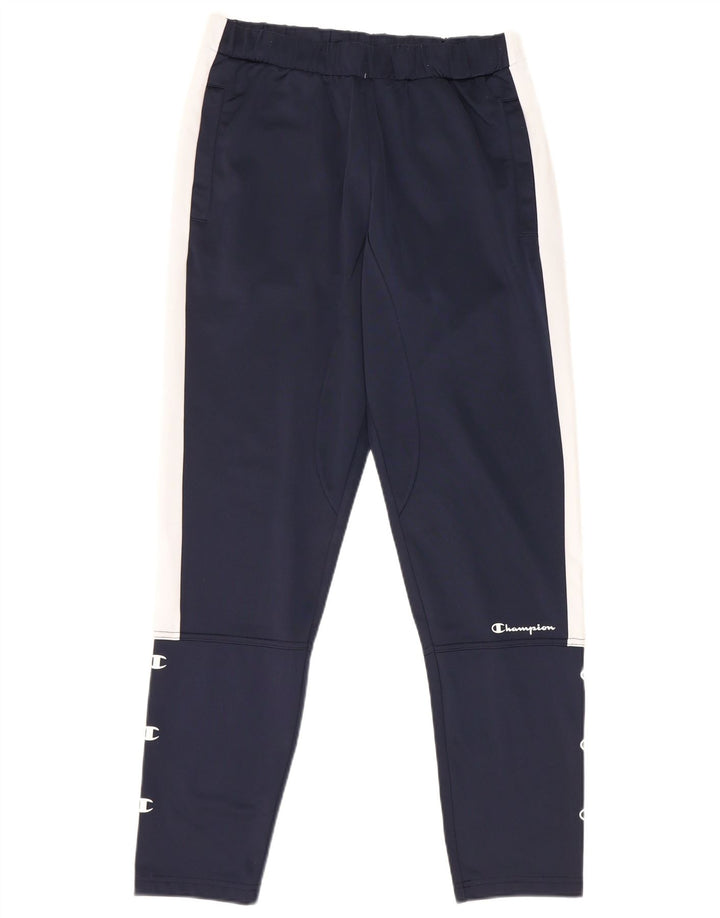 Calça de treino masculina Champion Graphic pequena azul marinho colorblock