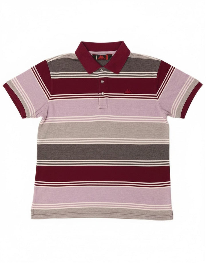 Camisa polo masculina Kappa grande algodão listrado multicolorido