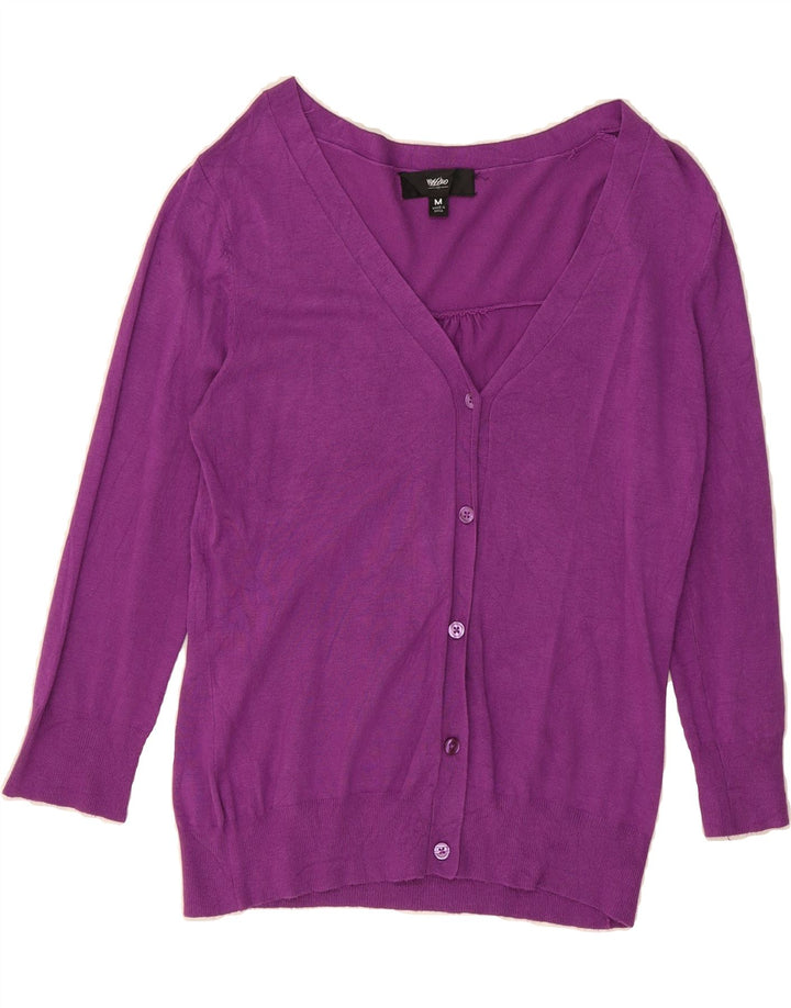 MOSSIMO Womens Cardigan Sweater UK 12 Medium Purple Rayon Vintage Mossimo and Second-Hand Mossimo from Messina Hembry 