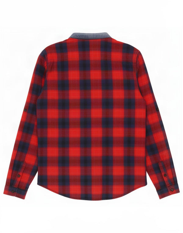 Camisa feminina de flanela gráfica Desigual Reino Unido 18 XL vermelho algodão guingão borboleta