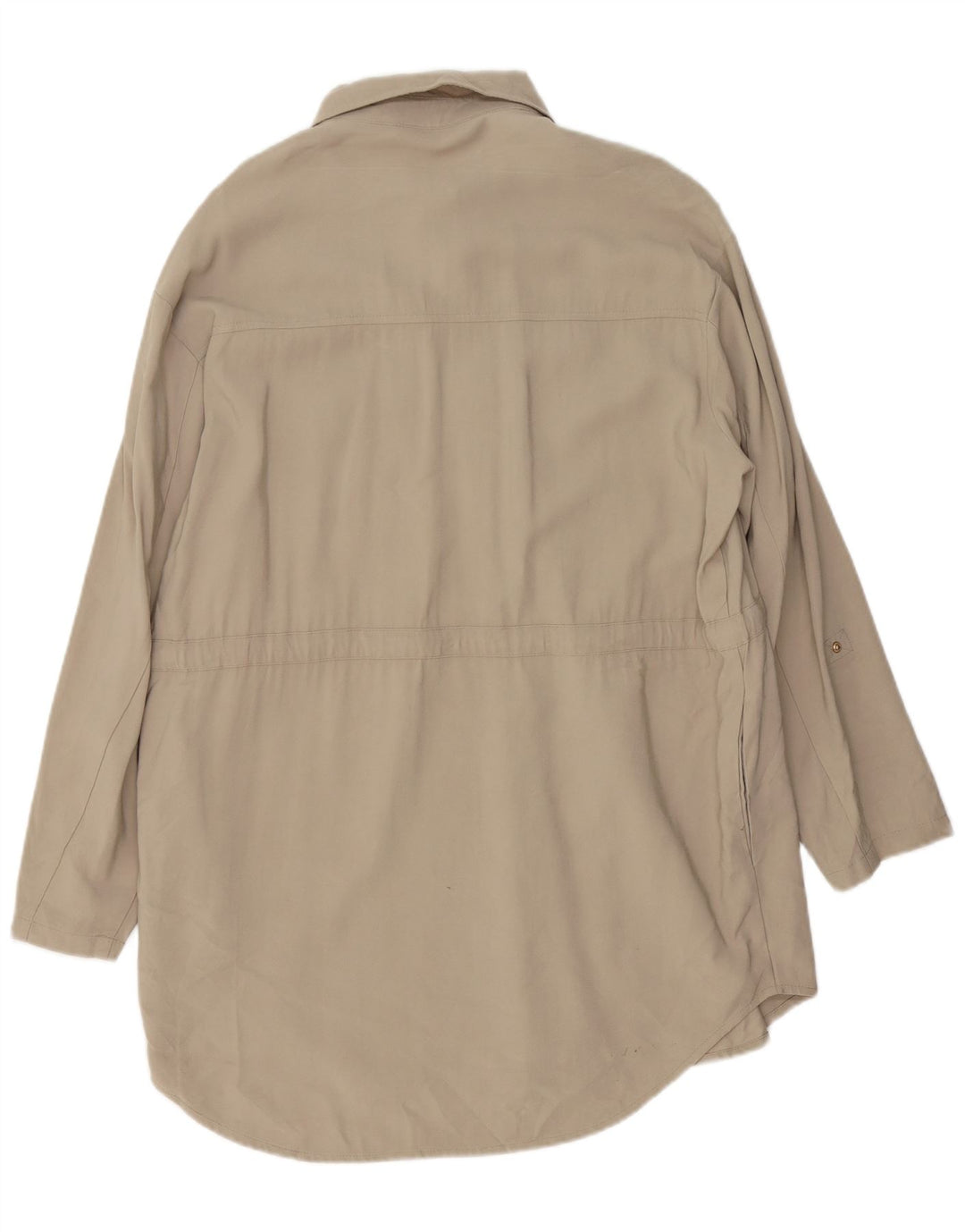 Zara vestido camisa oversized feminino Reino Unido 14 viscose bege médio