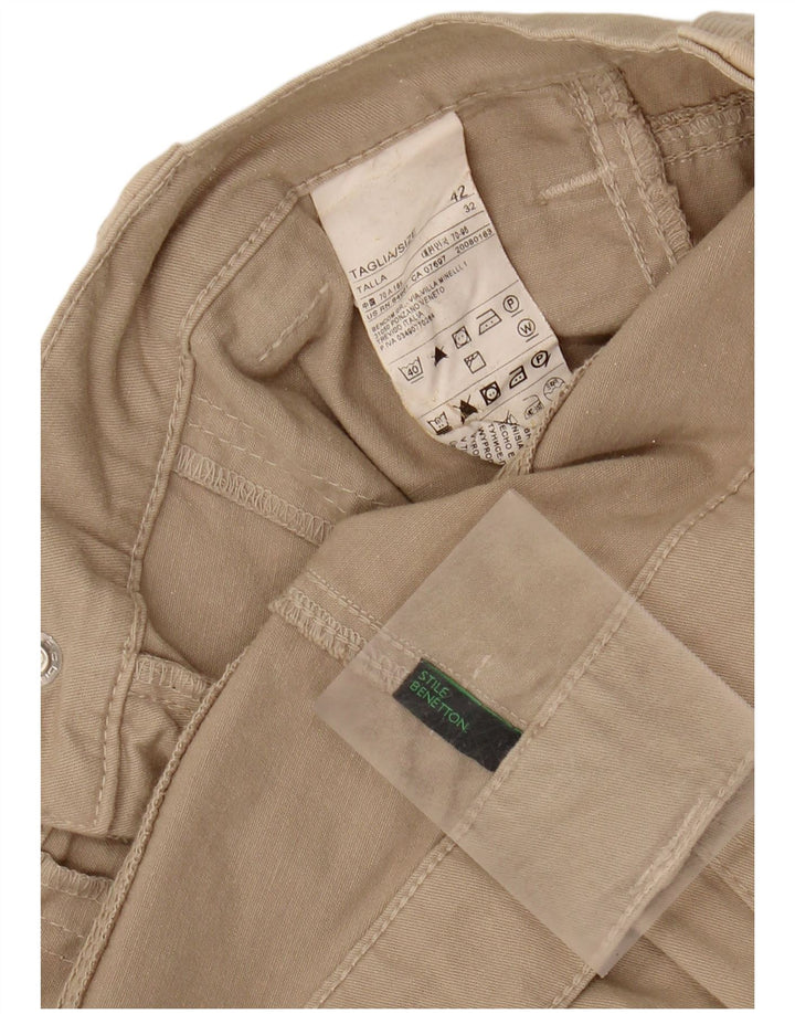 Calça cargo feminina reta BENETTON IT 42 médio W32 L30 algodão bege