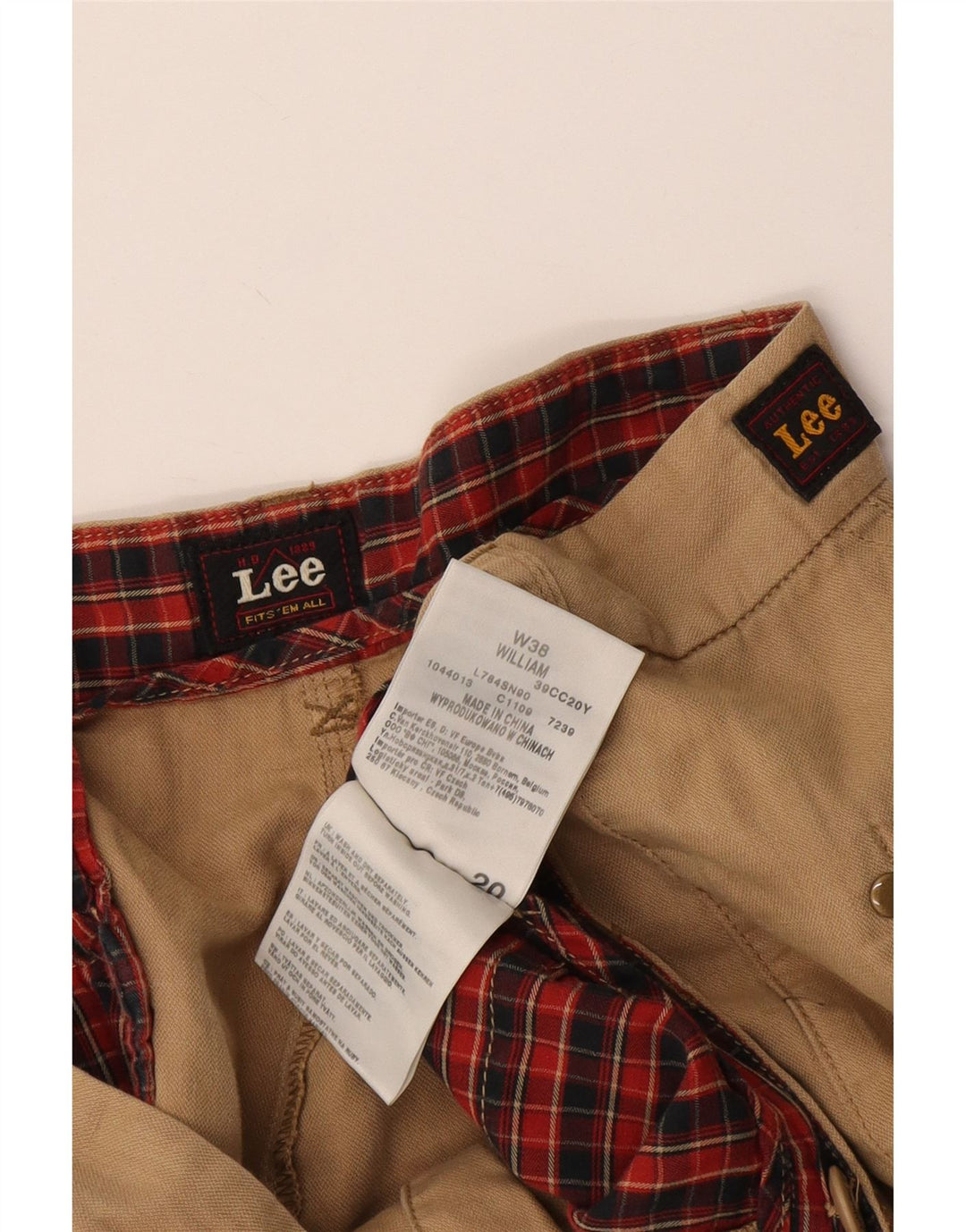 Lee Mens Chino Shorts W38 XL Algodão Bege