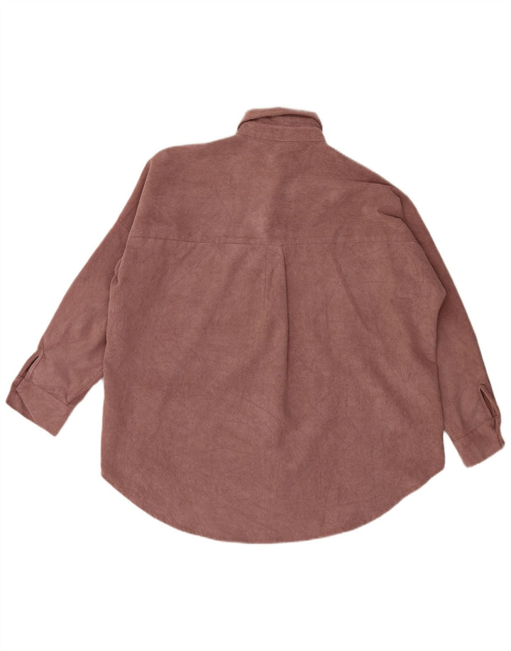 Camisa masculina de veludo cotelê Zara Loose Fit médio rosa poliéster