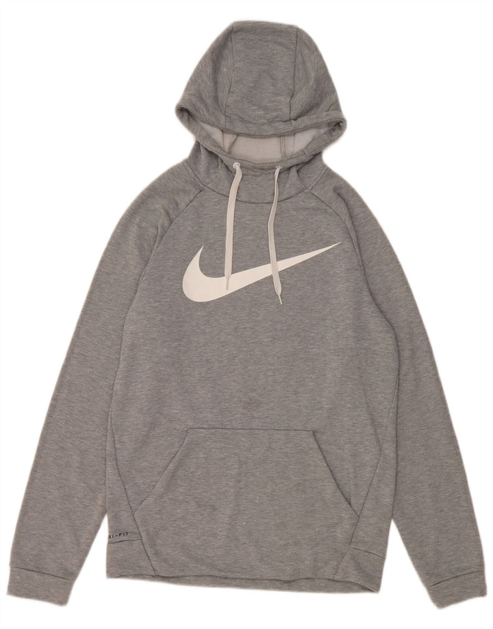 Suéter Nike Masculino Dri Fit Graphic com capuz pequeno cinza manchado de poliéster