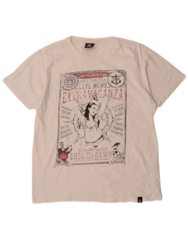 Camiseta masculina gráfica Saltrock Top médio branco