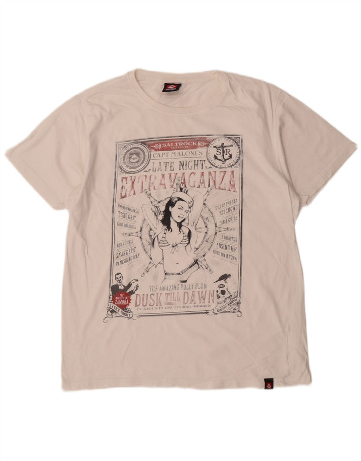 Camiseta masculina gráfica Saltrock Top médio branco
