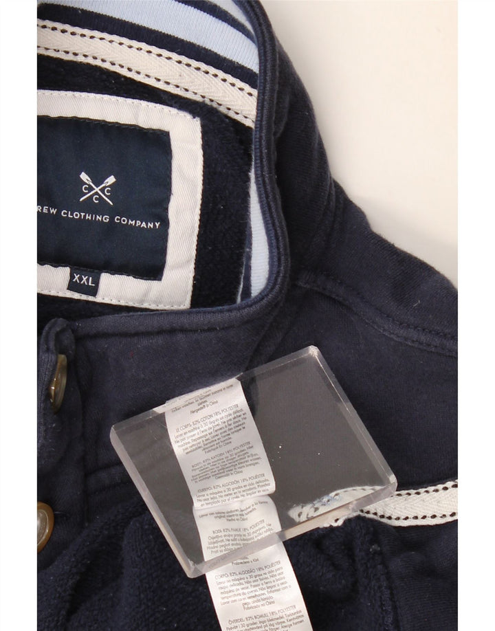 CREW CLOTHING Suéter masculino com gola em botão 2XL algodão azul marinho