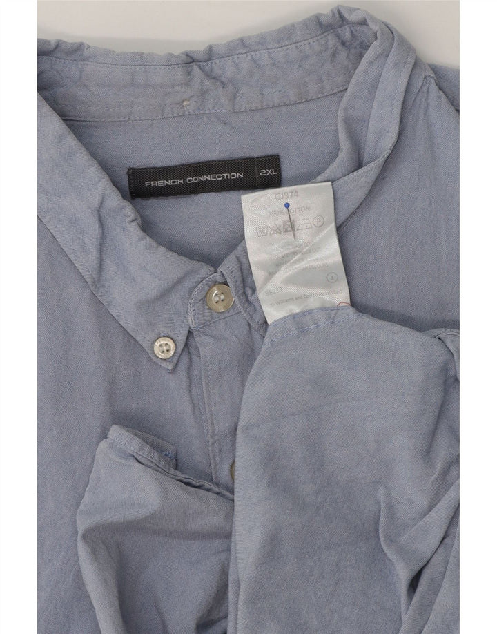 Camisa masculina de manga curta French Connection 2XL algodão azul