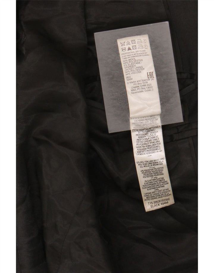 Jaqueta blazer masculina de 2 botões Marks & Spencer Reino Unido 38 lã preta média