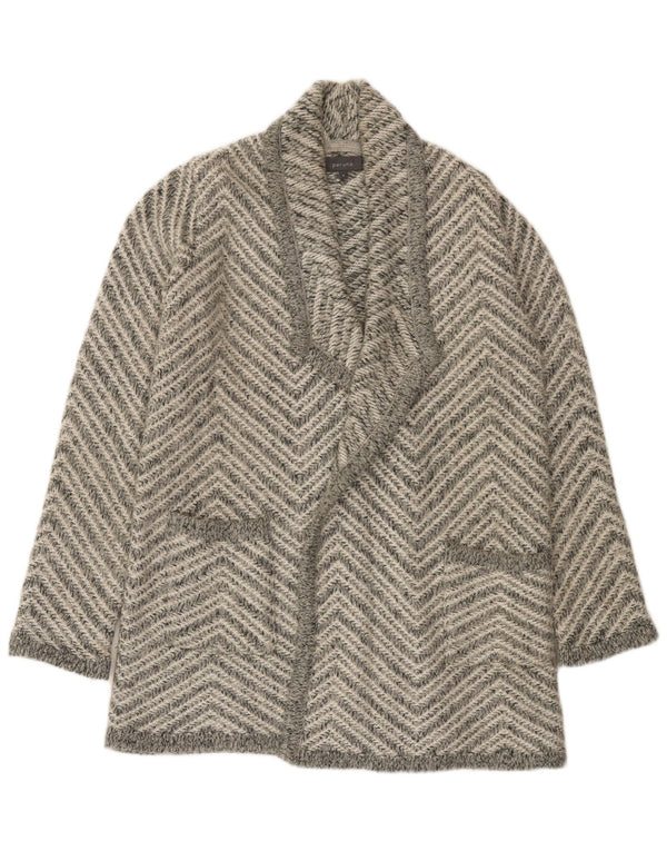 Suéter cardigã feminino Longline da Marks & Spencer Reino Unido 14 cinza médio Chevron