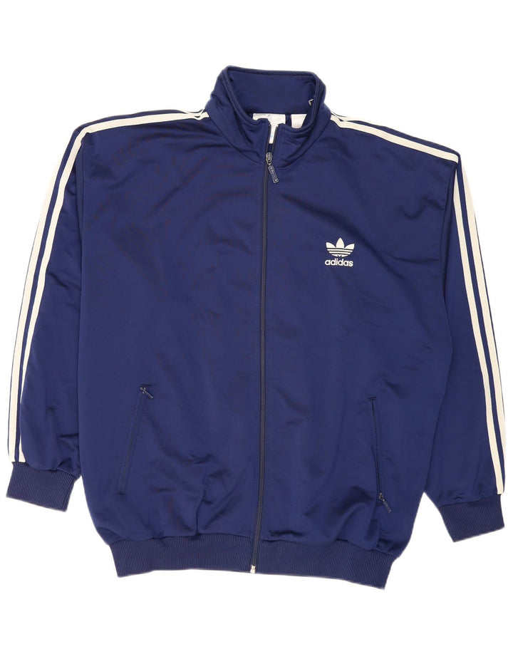 ADIDAS Mens Tracksuit Top Jacket UK 42/44 Grande Azul Marinho Poliéster