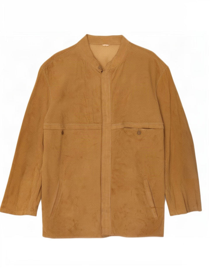 Jaqueta de camurça masculina vintage UK 34 XS bege