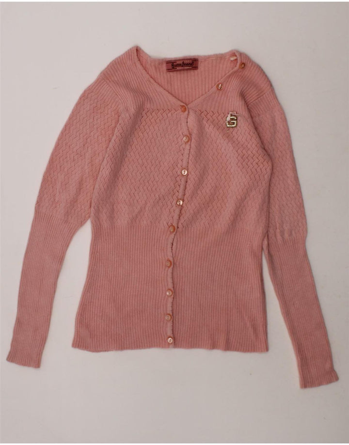 GUESS Girls Cardigan Sweater 7-8 Years Pink Viscose Vintage Guess and Second-Hand Guess from Messina Hembry 