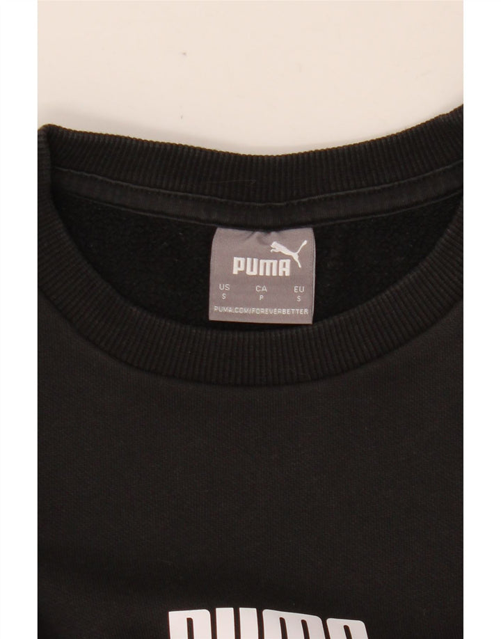 PUMA feminino gráfico moletom jumper UK 10 pequeno preto