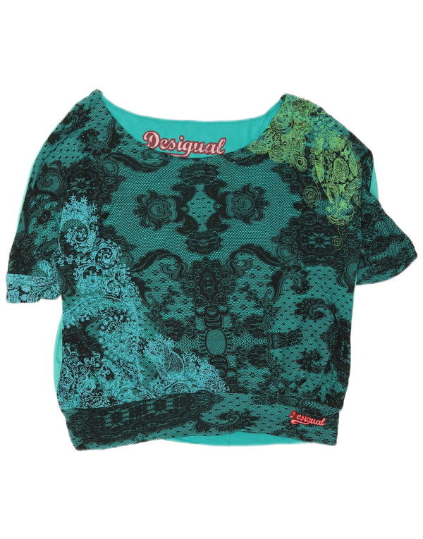 Blusa feminina Desigual com estampa oversized UK 18 XL Turquesa Paisley