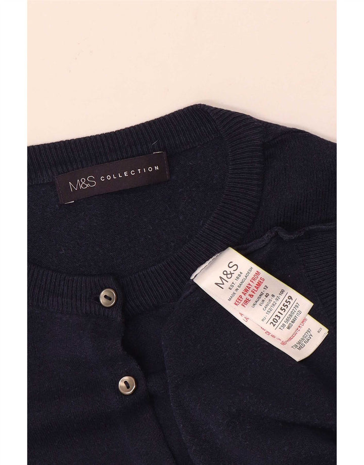 Suéter cardigã feminino Marks & Spencer UK 12 viscose azul marinho médio
