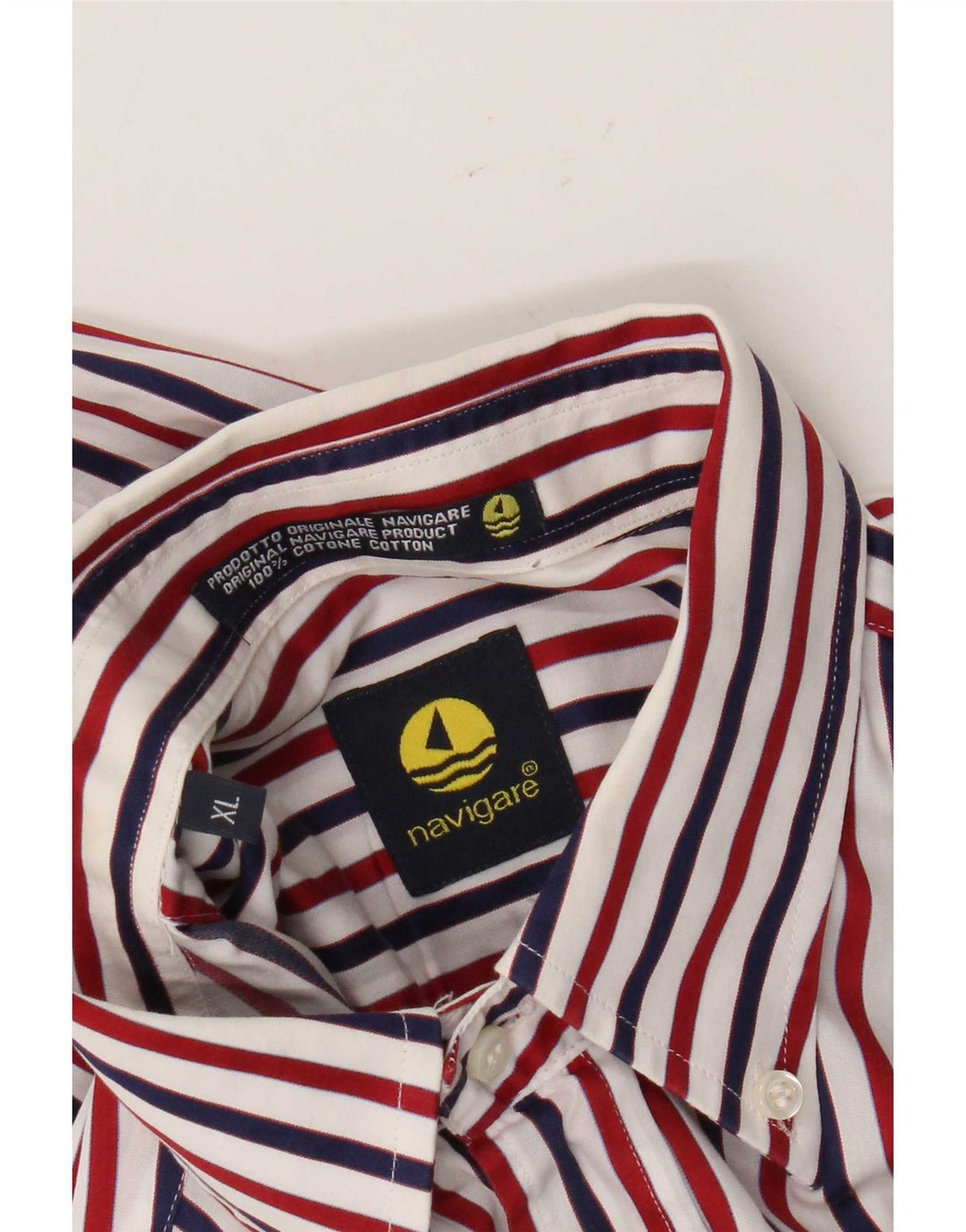 Camisa masculina Navigare XL de algodão listrado multicolorido